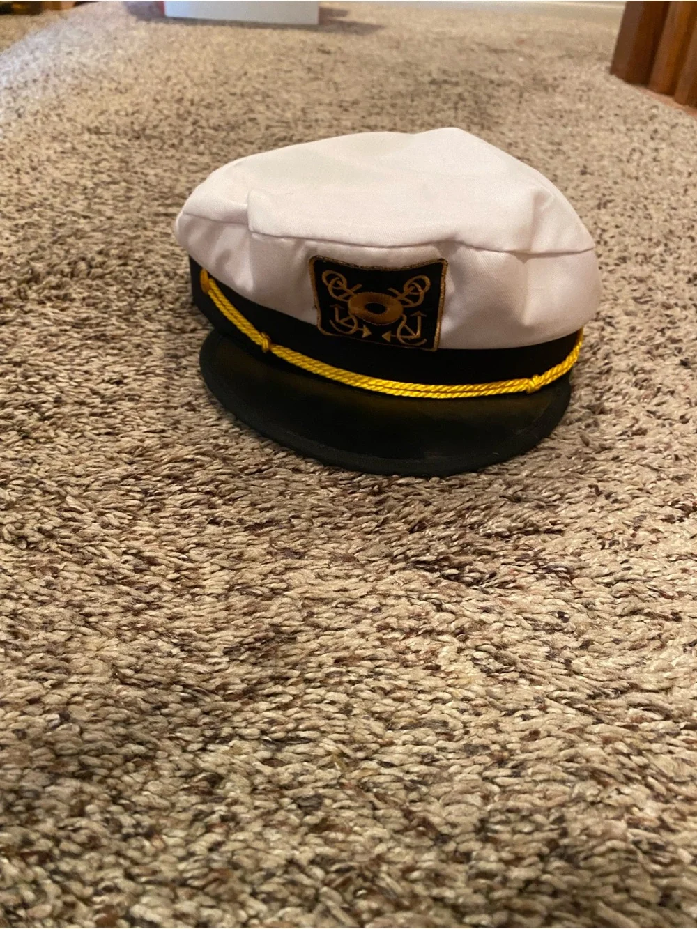 Kids White Sailor Cap with Black Brim